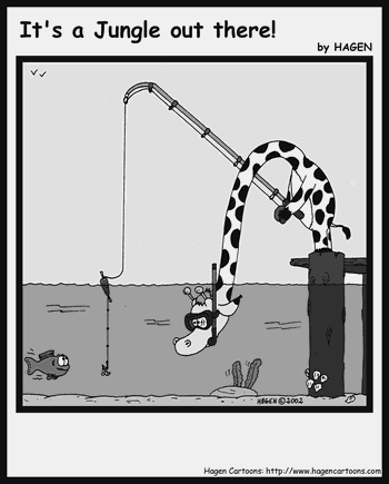 Cartoon, Giraffe, Fishing