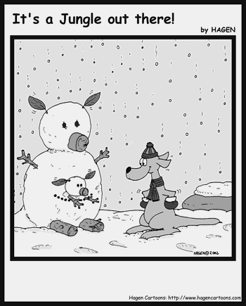 Cartoon, Kangaroo, Snow-Man