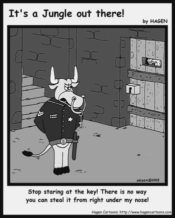 Cartoon, Bull, Gaol