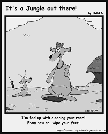Cartoon, Kangaroo, Cleaning