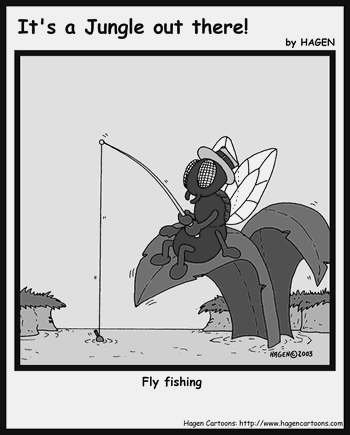 Cartoon, Fly, Fishing