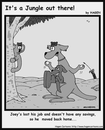 Cartoon, Kangaroo, Unemployed