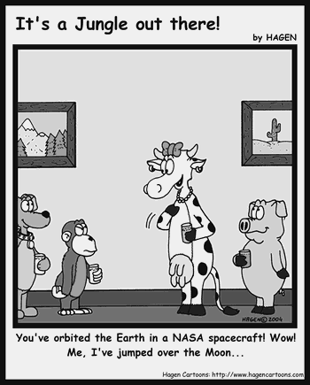 Cartoon, Cow, Chimpanzee, NASA