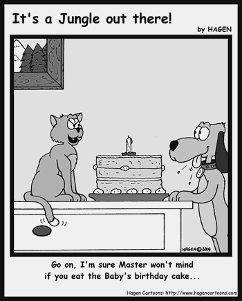 Cartoon, Cat, Dog, Birthday