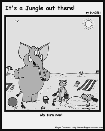 Cartoon, Elephant, Beach, Sand