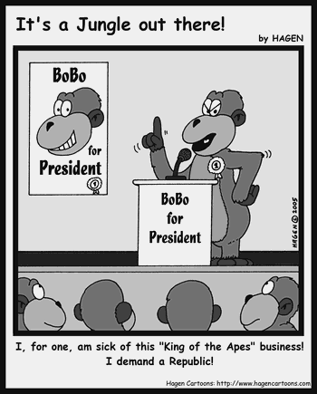 Cartoon, Ape, King, President