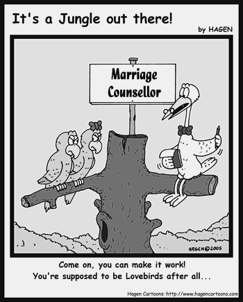 Cartoon, Lovebird, Marriage, Counsellor