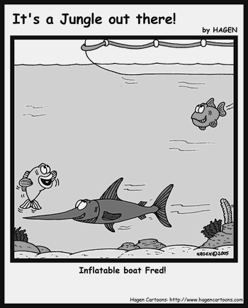 Cartoon, Swordfish, Fish, Boat
