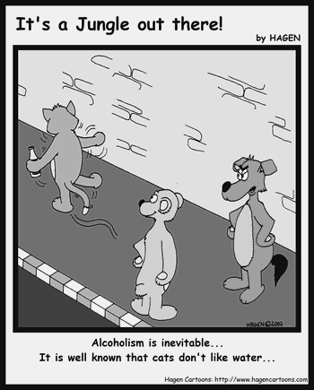 Cartoon, Cat, Drunk