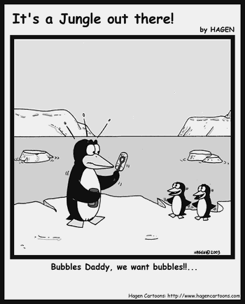 Cartoon, Penguin, Soap, Bubbles
