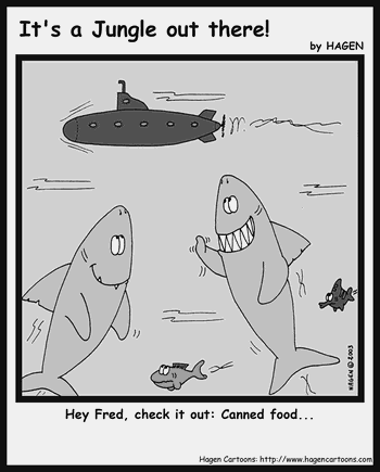 Cartoon, Shark, Submarine