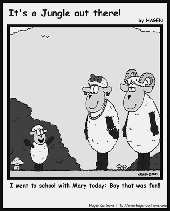 Cartoon, Lamb, Mary
