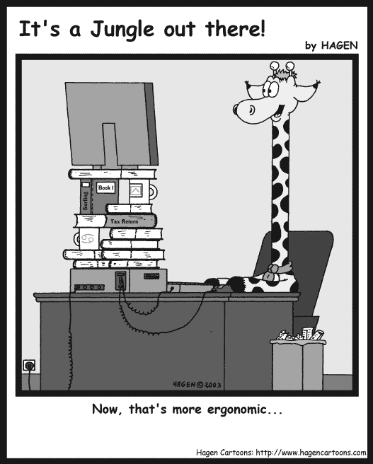 Cartoon, Giraffe, Office, Computer