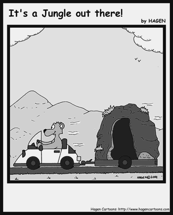 Cartoon, Bear, Caravan, Cave