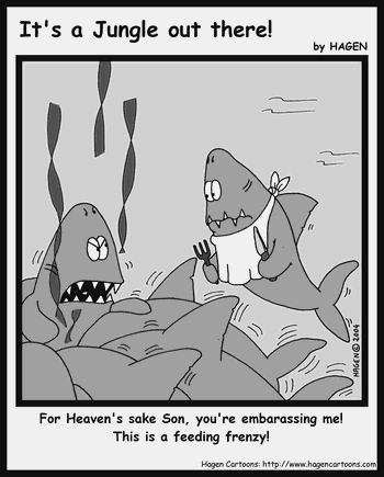 Cartoon, Shark, Feeding-Frenzy