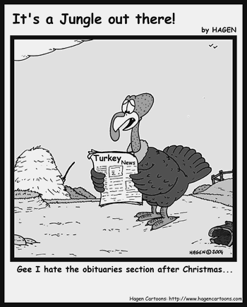 Cartoon, Turkey, Christmas, Obituaries