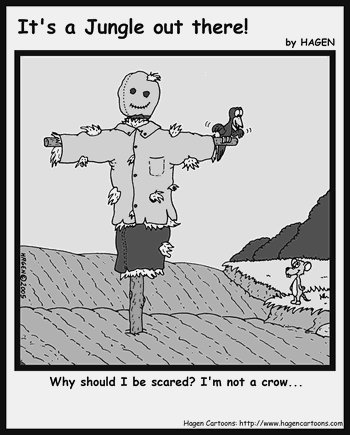 Cartoon, Bird, Scarecrow