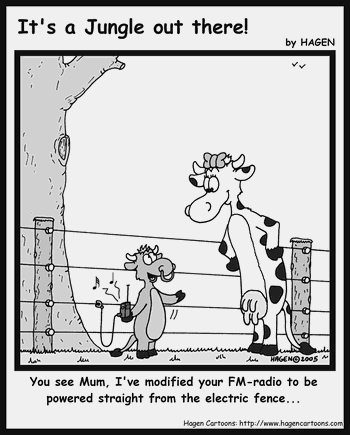 Cartoon, Cow, Electric, Fence