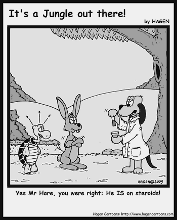Cartoon, Tortoise, Hare, Steroid