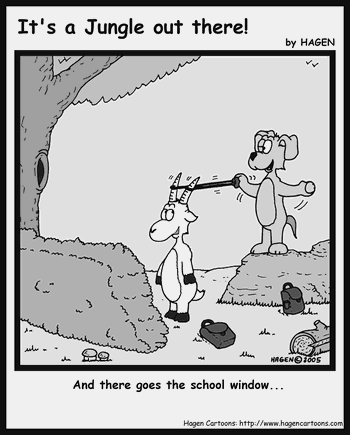 Cartoon, Goat, School, Window