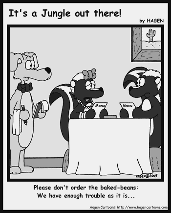 Cartoon, Skunk, Restaurant, Beans