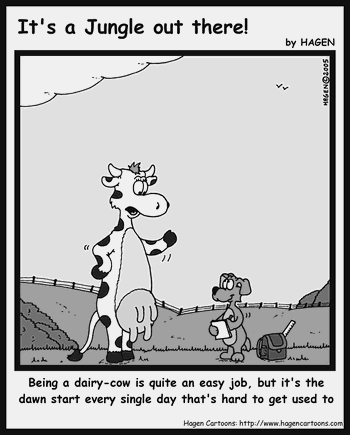 Cartoon, Cow, Dairy, Dawn